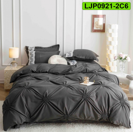 Lenjerii speciale - Lenjerie bumbac cu broderie, pat dublu, 6 piese, LJP0921-2C6