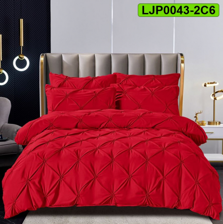 Lenjerii speciale - Lenjerie bumbac cu pliuri, pat dublu, 6 piese, LJP0043-2C6