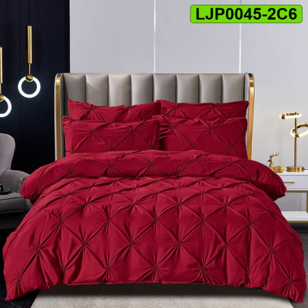 Lenjerii speciale - Lenjerie bumbac cu pliuri, pat dublu, 6 piese, LJP0045-2C6