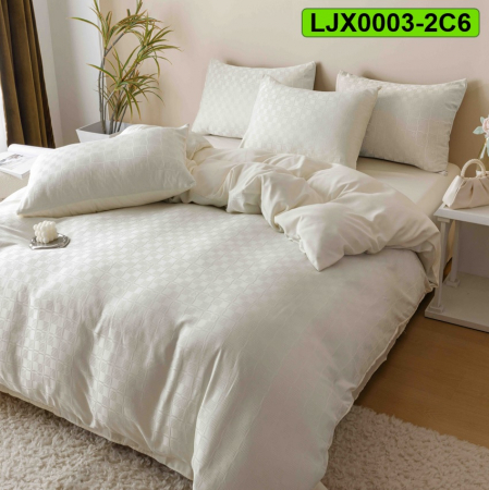 Lenjerii speciale - Lenjerie bumbac Jacquard, pat dublu, 6 piese, LJX0003-2C6