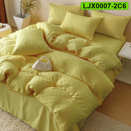 Lenjerii speciale - Lenjerie bumbac Jacquard, pat dublu, 6 piese, LJX0007-2C6