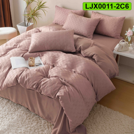 Lenjerii speciale - Lenjerie bumbac Jacquard, pat dublu, 6 piese, LJX0011-2C6