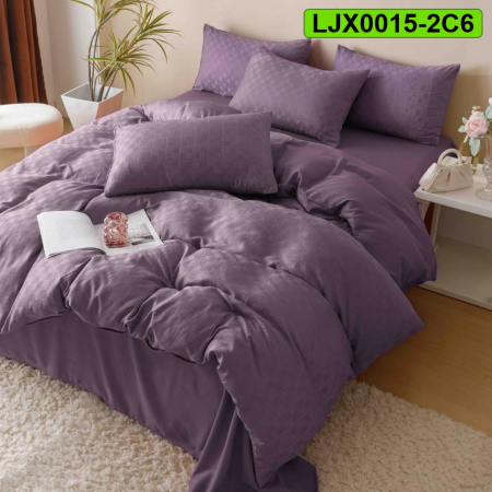 Lenjerii speciale - Lenjerie bumbac Jacquard, pat dublu, 6 piese, LJX0015-2C6