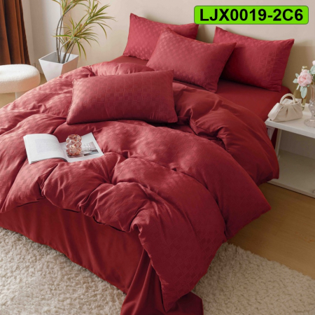 Lenjerii speciale - Lenjerie bumbac Jacquard, pat dublu, 6 piese, LJX0019-2C6