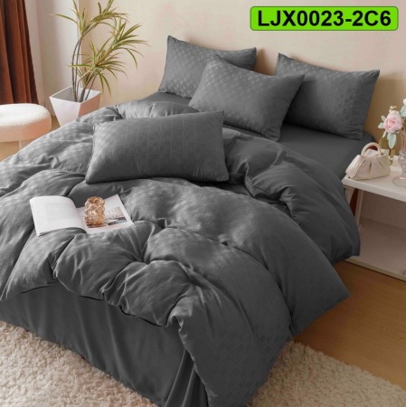 Lenjerii speciale - Lenjerie bumbac Jacquard, pat dublu, 6 piese, LJX0023-2C6