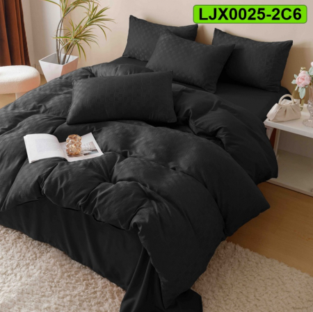 Lenjerii speciale - Lenjerie bumbac Jacquard, pat dublu, 6 piese, LJX0025-2C6