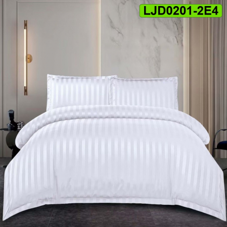 Lenjerii Damasc - Lenjerie Damasc pentru pat dublu, 4 piese, cearsaf cu elastic, LJD0201-2E4