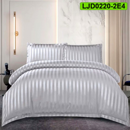 Lenjerii Damasc - Lenjerie Damasc pentru pat dublu, 4 piese, cearsaf cu elastic, LJD0220-2E4