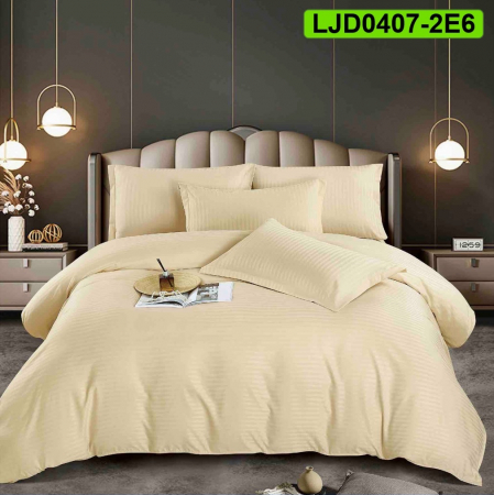 Lenjerii Damasc - Lenjerie Damasc pentru pat dublu, 6 piese, cearsaf cu elastic, LJD0407-2E6