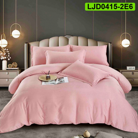 Lenjerii Damasc - Lenjerie Damasc pentru pat dublu, 6 piese, cearsaf cu elastic, LJD0415-2E6