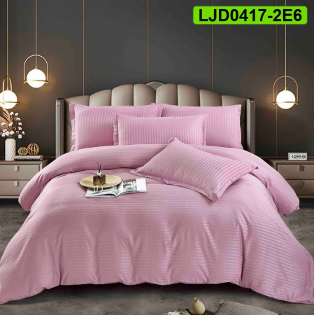 Lenjerii Damasc - Lenjerie Damasc pentru pat dublu, 6 piese, cearsaf cu elastic, LJD0417-2E6