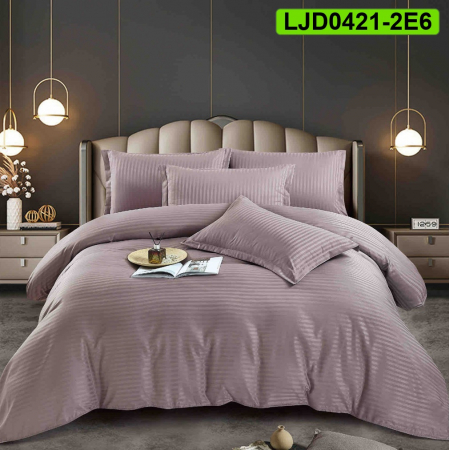 Lenjerii Damasc - Lenjerie Damasc pentru pat dublu, 6 piese, cearsaf cu elastic, LJD0421-2E6