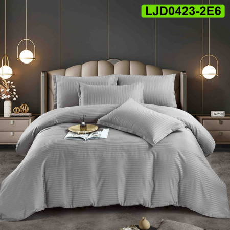 Lenjerii Damasc - Lenjerie Damasc pentru pat dublu, 6 piese, cearsaf cu elastic, LJD0423-2E6
