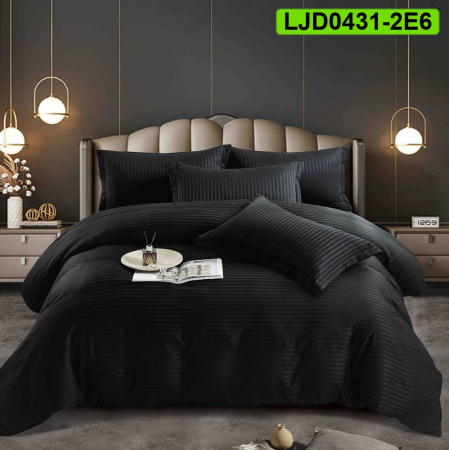 Lenjerii Damasc - Lenjerie Damasc pentru pat dublu, 6 piese, cearsaf cu elastic, LJD0431-2E6