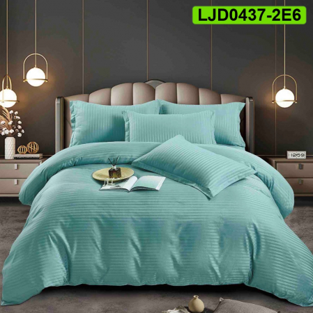 Lenjerii Damasc - Lenjerie Damasc pentru pat dublu, 6 piese, cearsaf cu elastic, LJD0437-2E6