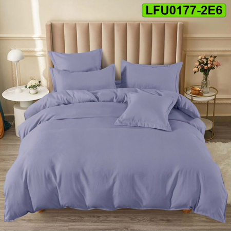 Lenjerie finet uni pentru pat dublu, 6 piese, cearsaf cu elastic, LFU0177-2E6 [0]