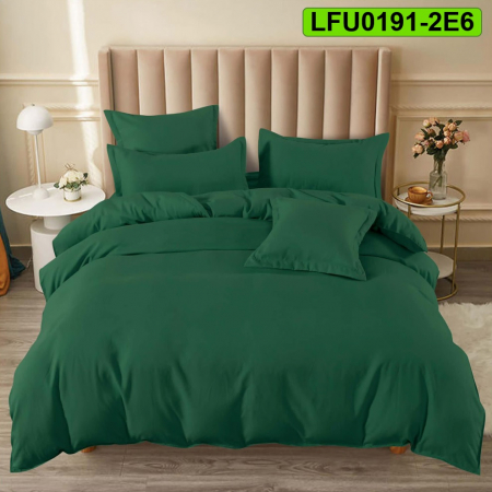 Lenjerie finet uni pentru pat dublu, 6 piese, cearsaf cu elastic, LFU0191-2E6 [0]