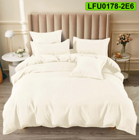 Lenjerii finet - Lenjerie finet uni pentru pat dublu, 6 piese, cearsaf cu elastic, LFU0178-2E6