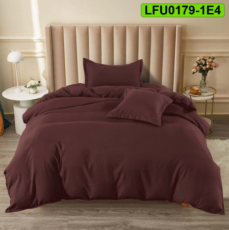 Lenjerii finet - Lenjerie finet uni pentru pat simplu, 4 piese, cearsaf cu elastic, LFU0179-1E4