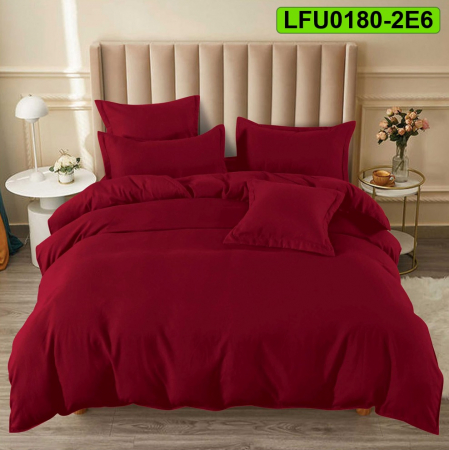 Lenjerii finet - Lenjerie finet uni pentru pat dublu, 6 piese, cearsaf cu elastic, LFU0180-2E6