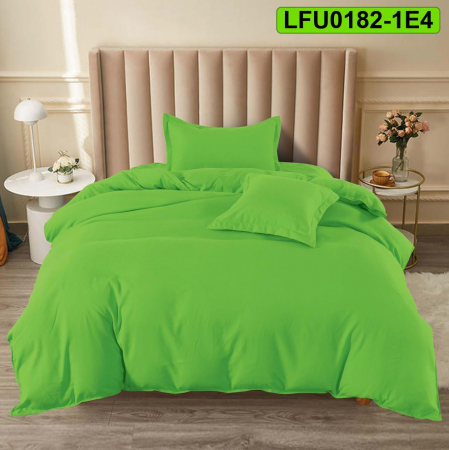 Lenjerii finet - Lenjerie finet uni pentru pat simplu, 4 piese, cearsaf cu elastic, LFU0182-1E4