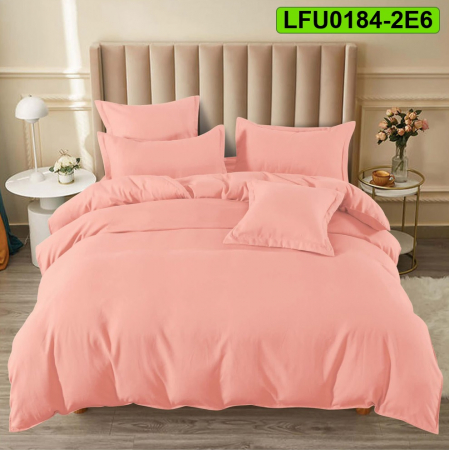 Lenjerii finet - Lenjerie finet uni pentru pat dublu, 6 piese, cearsaf cu elastic, LFU0184-2E6