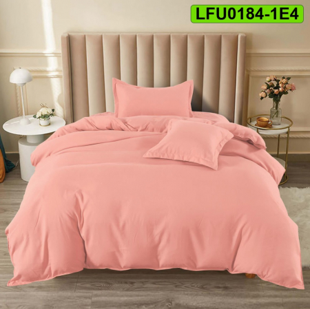 Lenjerii finet - Lenjerie finet uni pentru pat simplu, 4 piese, cearsaf cu elastic, LFU0184-1E4