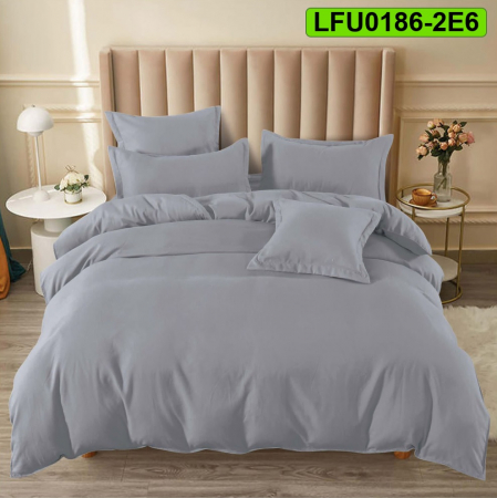 Lenjerii finet - Lenjerie finet uni pentru pat dublu, 6 piese, cearsaf cu elastic, LFU0186-2E6