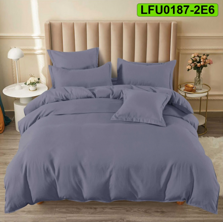 Lenjerii finet - Lenjerie finet uni pentru pat dublu, 6 piese, cearsaf cu elastic, LFU0187-2E6
