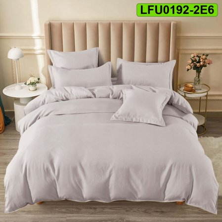 Lenjerii finet - Lenjerie finet uni pentru pat dublu, 6 piese, cearsaf cu elastic, LFU0192-2E6