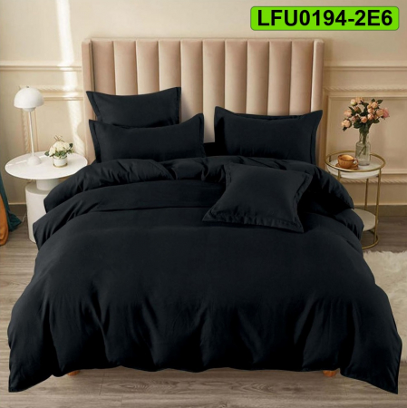 Lenjerie finet uni pentru pat dublu, 6 piese, cearsaf cu elastic, LFU0194-2E6 [0]