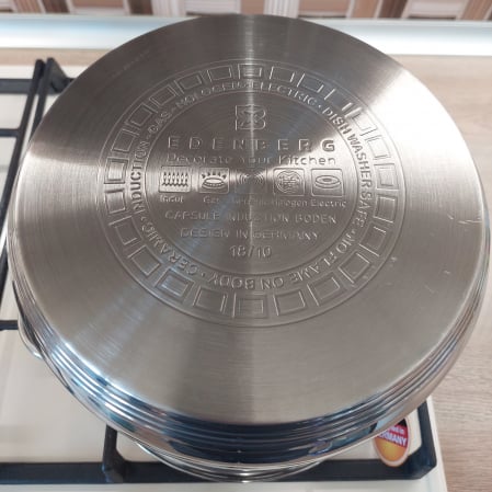 Oala inox cu capac sticla Edenberg EB-107 6.8L 22x19 cm [3]