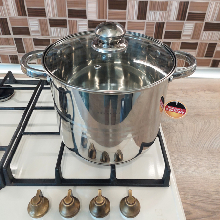 Oala inox cu capac sticla Edenberg EB-107 6.8L 22x19 cm [0]
