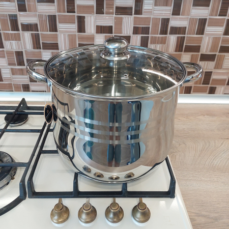 Oale, semioale, crătiți - Oala inox cu capac sticla Edenberg EB-111 11.2L 26x21 cm