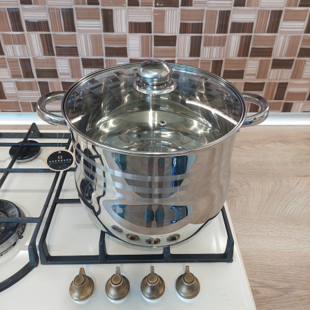 Vase și ustensile de bucătărie - Oala inox cu capac sticla Edenberg EB-113 13.6L 28x22 cm