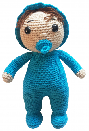 Păpuși și figurine croșetate - Păpușă unicat croșetată manual bebeluș cu suzetă