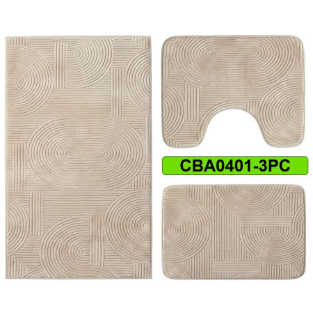Set 3 covorase baie antiderapante CBA0401-3PC crem [0]