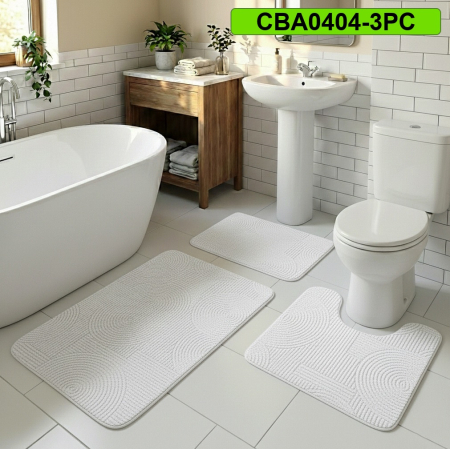 Set 3 covorase baie antiderapante CBA0404-3PC alb