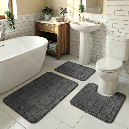 Set 3 covorase baie antiderapante CBA0407-3PC antracit