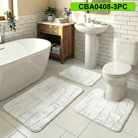 Set 3 covorase baie antiderapante CBA0408-3PC alb
