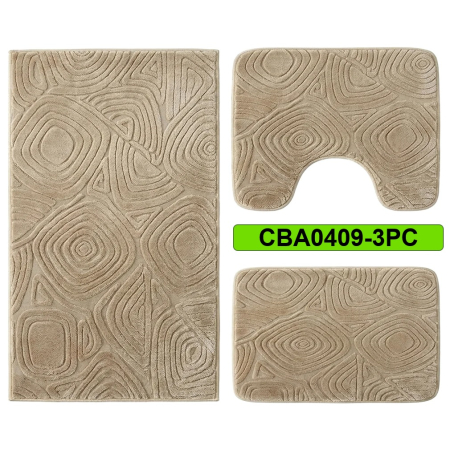 Covoare antiderapante - Set 3 covorase baie antiderapante CBA0409-3PC crem