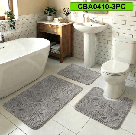 Covoare antiderapante - Set 3 covorase baie antiderapante CBA0410-3PC gri