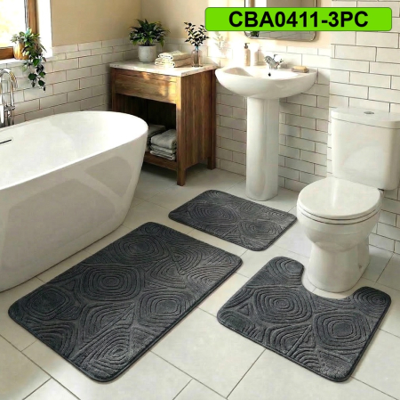 Covoare antiderapante - Set 3 covorase baie antiderapante CBA0411-3PC antracit