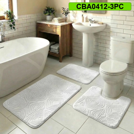 Covoare antiderapante - Set 3 covorase baie antiderapante CBA0412-3PC alb