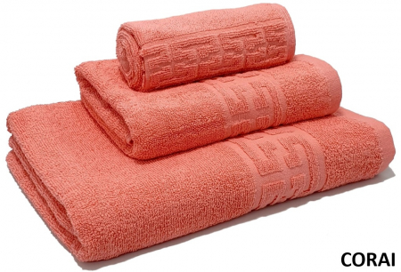 Pentru casă - Set 3 prosoape de baie din bumbac, corai, diverse dimensiuni