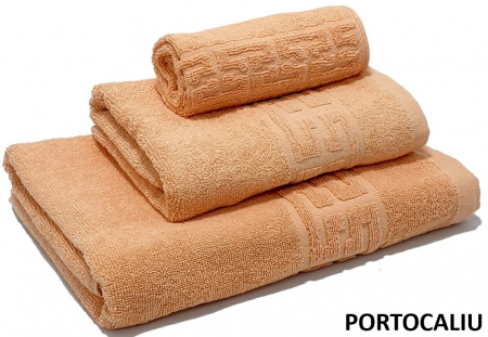 Pentru casă - Set 3 prosoape de baie din bumbac, portocaliu, diverse dimensiuni