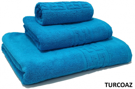 Pentru casă - Set 3 prosoape de baie din bumbac, turcoaz, diverse dimensiuni