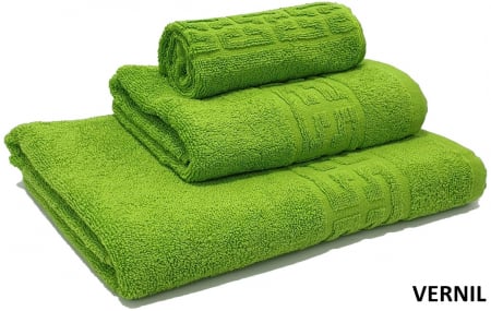 Pentru casă - Set 3 prosoape de baie din bumbac, vernil, diverse dimensiuni