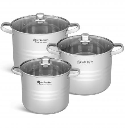 Vase și ustensile de bucătărie - Set oale din inox 6 piese Edenberg EB-525