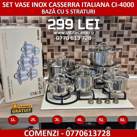 Pentru casă - Set vase din inox 12 piese Casserra Italiana CI-4000